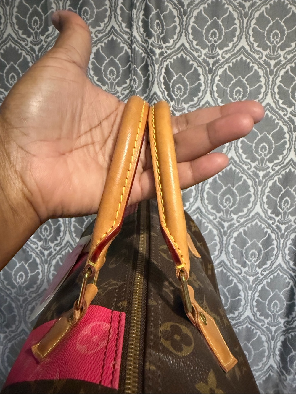 Louis Vuitton Brown Monogram Speedy with Pink V Graphic - Picture 7 of 16
